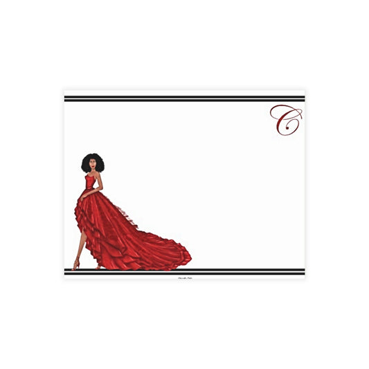 Personalized Note Card: Add a Personal Touch with Customized Stationery for Every Occasion. Lady In Red Dress Notecard
