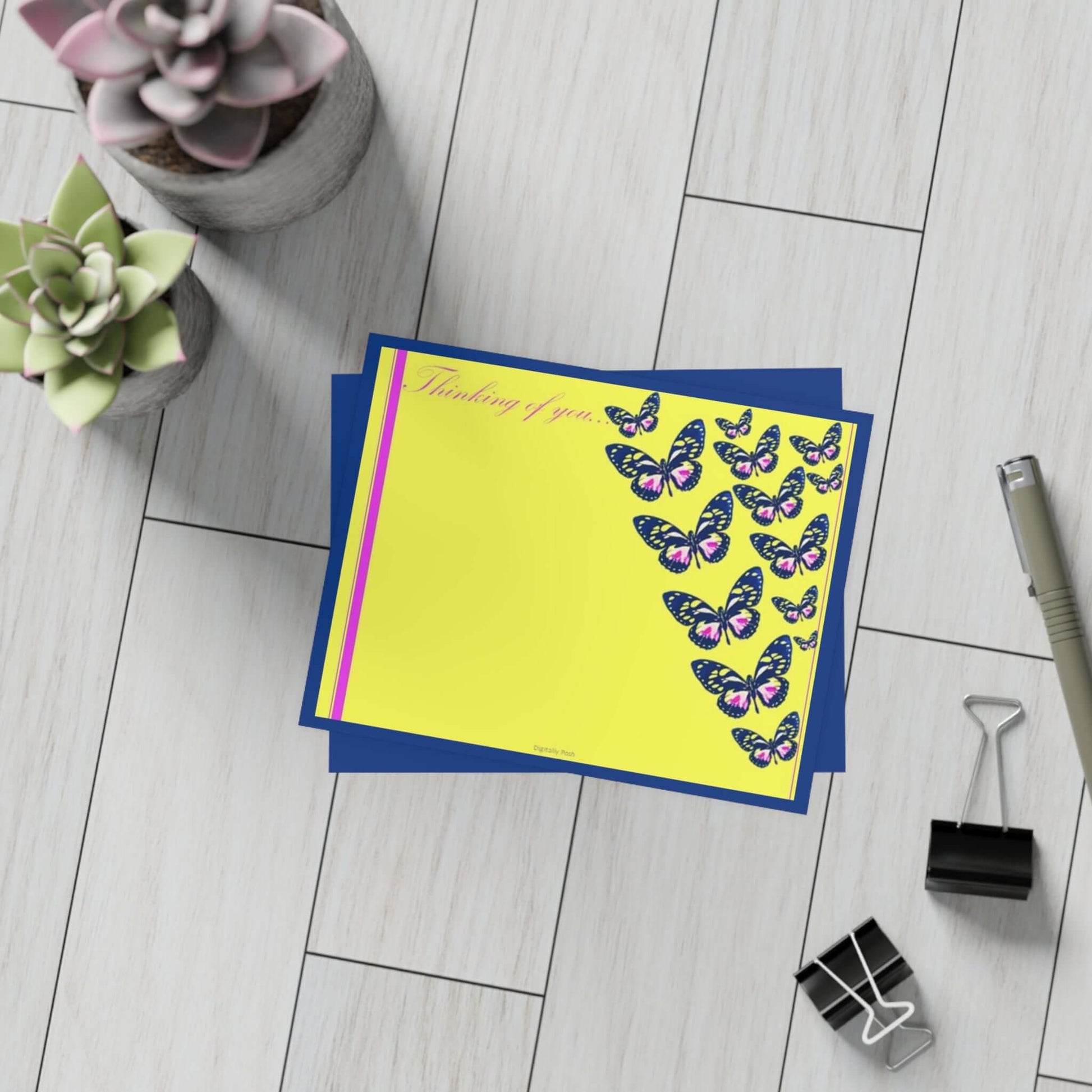 Personalized Note Card: Add a Personal Touch with Customized Stationery for Every Occasion. Blue Butterfly Notecard Bundles (envelopes included)