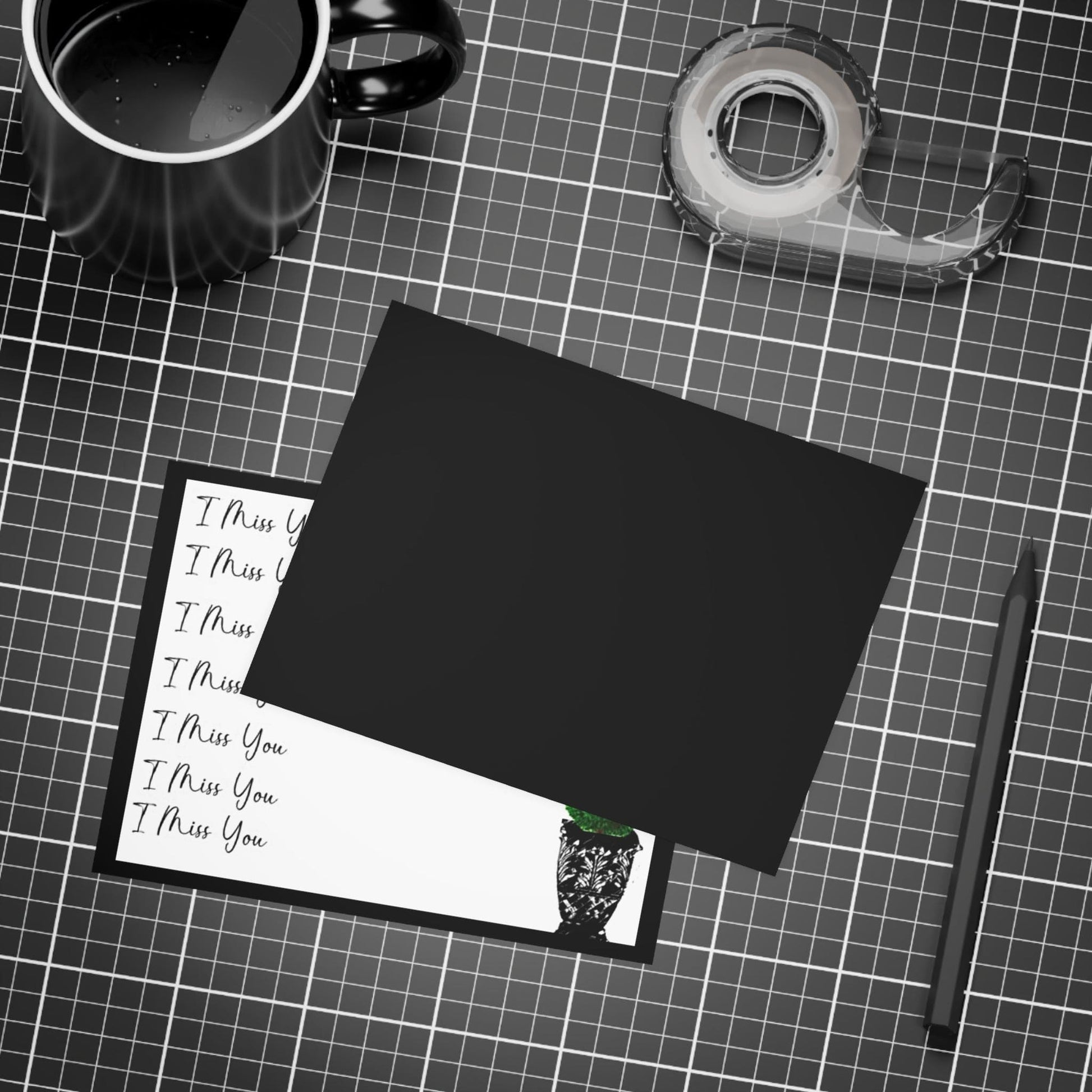 Personalized Note Card: Add a Personal Touch with Customized Stationery for Every Occasion. Black Miss You Notecard