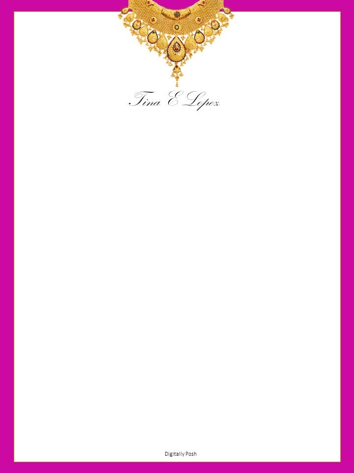 Personalized Letterhead: Make Your Mark with Custom Stationery for Professional Correspondence. Jewels Letterhead Pink