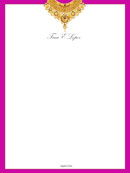 Personalized Letterhead: Make Your Mark with Custom Stationery for Professional Correspondence. Jewels Letterhead Pink