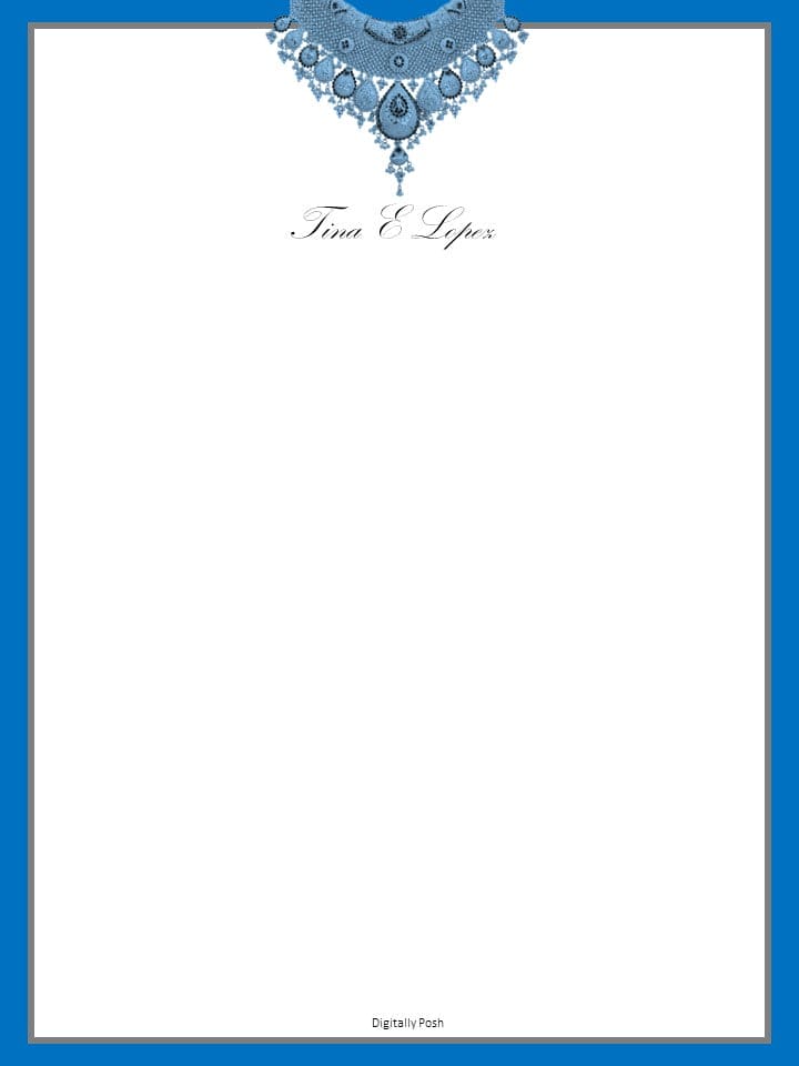 Personalized Letterhead: Make Your Mark with Custom Stationery for Professional Correspondence. Blue Jewels Letterhead