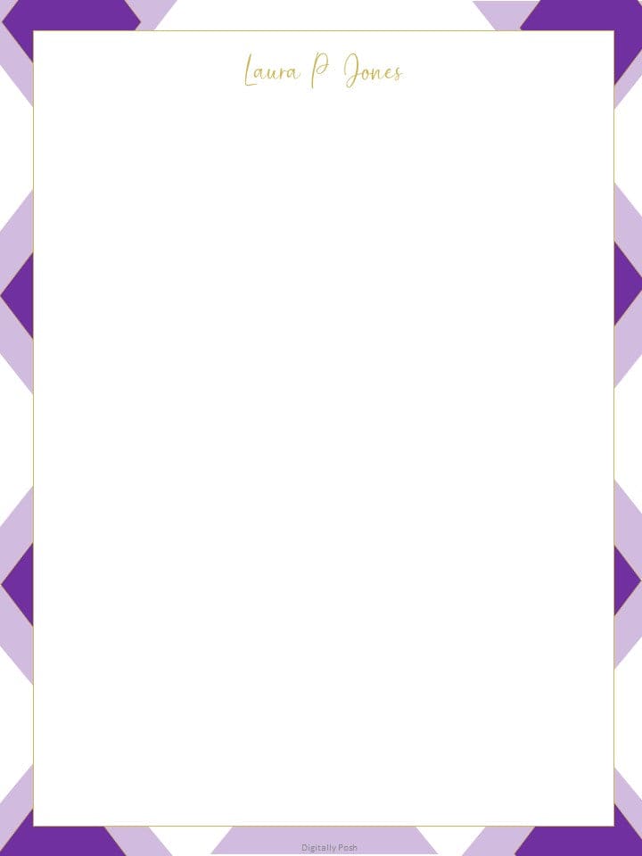 Personalized Letterhead: Make Your Mark with Custom Stationery for Professional Correspondence. Purple Accent Letterhead