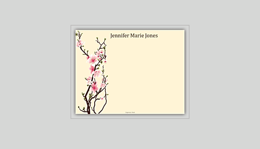 Personalized Note Card: Add a Personal Touch with Customized Stationery for Every Occasion. Cherry Blossom Notecard