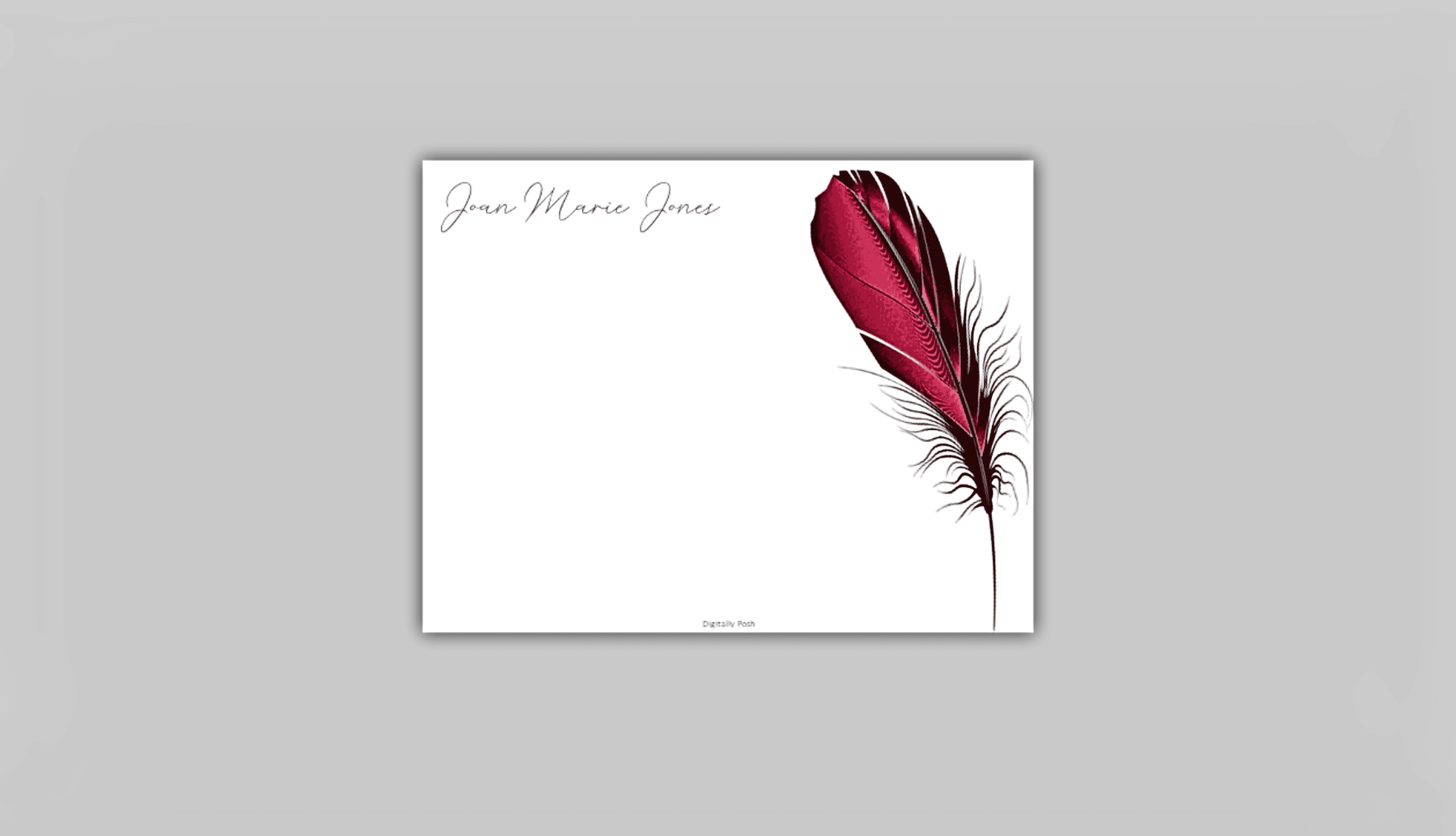 Personalized Note Card: Add a Personal Touch with Customized Stationery for Every Occasion. Feather Notecard